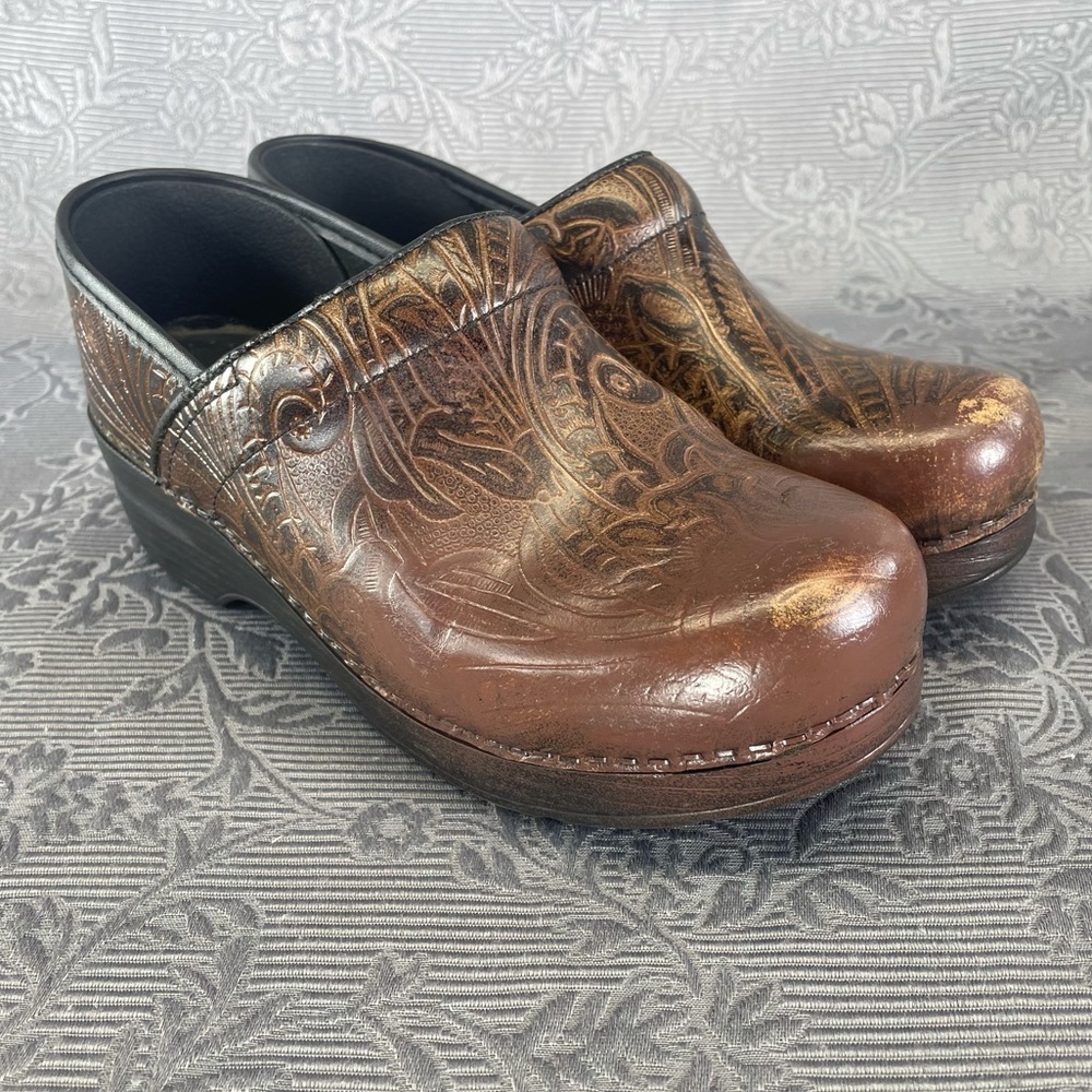 Dansko Embossed Tooled Slip On Professional Clog